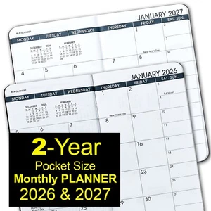 2026 & 2027 At-A-Glance 70-024-05 Two Year Monthly Planner, 3-1/2 x 6" - Picture 1 of 8