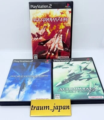 Lot 3 Ace Combat 4 5 0 zero set PS2 PlayStation 2 Namco Tested Japanese Version - Image 1 of 4