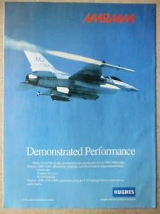 3/1995 PUB HUGHES MISSILE SYSTEMS AMRAAM GUIDED MISSILE F-16 FALCON ORIGINAL AD - Imagen 1 de 1