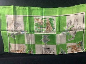 Bufanda cuadrada trofeo campeón de rodeo jinete tema caballo enrollado a mano de seda - Imagen 1 de 1