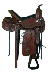 Sillín de cuero Western Barrel Racing Horse calidad premium juego de tachuelas tamaño 14"-18" - Imagen 1 de 4
