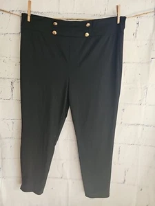 Emery Rose Black Pull-on Pants Stretch Jersey Plus 4XL Wide Waist Button Accents - Picture 1 of 10