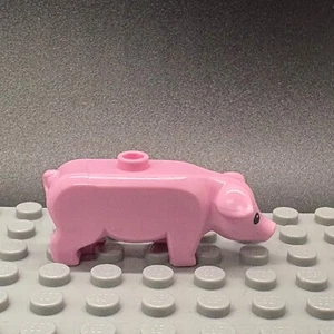 Lego New Bright Pink Pig with Black Eyes White Pupils Farm Animal - Picture 1 of 5