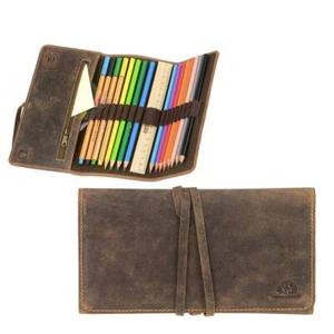Greenburry Stiftetui Leder Wickel-Stiftetui Stiftrolle Stifttasche Vintage - Bild 1 von 12