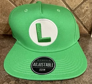 Cappello Berretto Super Mario Bros. Luigi Verde Snapback Regolabile 2018 Nintendo OSFM NUOVO - Foto 1 di 5
