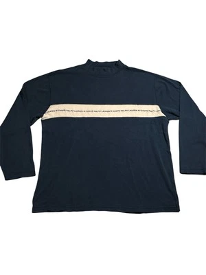 Vintage Chaps Ralph Lauren Mock Neck Long Sleeve Navy Tan Size XL Y2K 90s Hiphop - Image 1 of 4