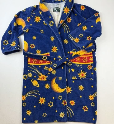 Bata de Algodón Hammacher Schlemmer Años 90 De Colección Luna Celestial Sol Estrellas Azul/Dorado *OS Foto 1 de 4