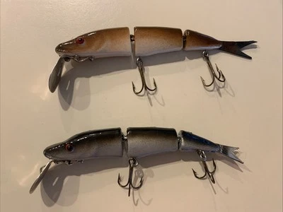 Isca de pesca vintage Butch Lindle Pike Lett articulada ouro/prata 4 1/2" - Imagem 1 de 4