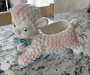 Vintage 1950's Blue Lamb - Planter Nursery Flower Pot By INARCO #E-1460 - Picture 1 of 9