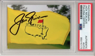 JACK NICKLAUS SIGNED MASTERS TOURNAMENT FLAG PICTURE PHOTO AUTOGRAPH PSA DNA COA - Image 1 of 2