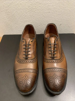 Oxford Allen Edmonds "STRAND" 6135 Cuero Marrón Puntera 10 D Como Nuevo Foto 1 de 4