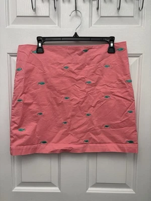 Vineyard Vines Embroidered Cotton Skirt - Peach/Pink  With Aqua Fish Size 8 - Image 1 of 2
