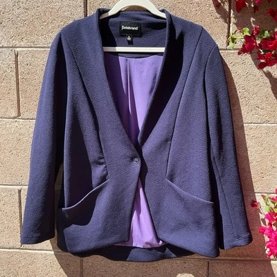 EUC Betabrand Collarless Yoga Textured Blazer Extra Large Office Navy Spring - Image 1 of 4