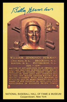 Billy Herman Signed HOF Plaque Postcard Chicago Cubs - Image 1 of 2