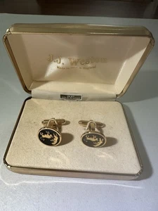 J.J. Weston Manschettenknöpfe 24 Kt Gold Stier Bär Emaille - Bild 1 von 5