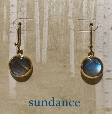 Sundance Catalog Gold Vermeil Laboradorite Circle Stone Dangle Earrings - Image 1 of 3