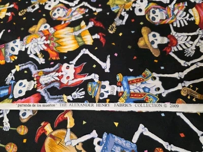 2009 Alexander Henry LA PARRANDA Day Of The Dead Cotton Fabric 1.5 Yards - Image 1 of 4