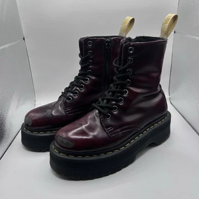 Dr. Martens DOCS V JADON II Platform Boots Cherry Red VEGAN Ladies size 4 US - Image 1 of 4