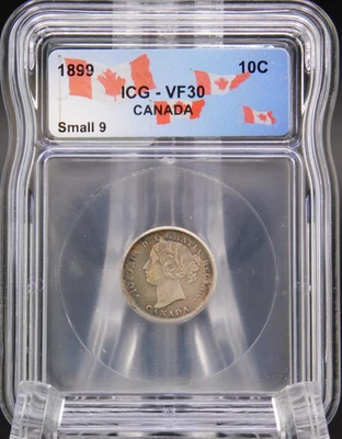 1899 SMALL 9 CANADA TEN CENT ICG VF30 (BT1217) - Image 1 of 4