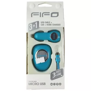 FIFO 3-in-1 Voiture + Mural USB Chargeur Et 3-Ft Micro-Usb Câble Ensemble - Bleu - Photo 1 sur 1