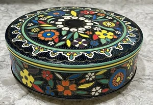 Vintage Daher Embossed Metal Decorative Tin Made in England Bright Florals - Picture 1 of 12