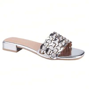 Women's Bling Rhinestone Square Flat Sandals, Crystal Satin Glitter Mules Slippe - Picture 1 of 32