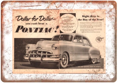 Vintage 1950 Pontiac Silver Streak Life Auto Ad Reproduction Metal Sign A12204 - Image 1 of 2