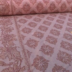 5m (500cm) DAMASK Printed Cotton Muslin Voile Dress Draping Curtains 60"-  PINK