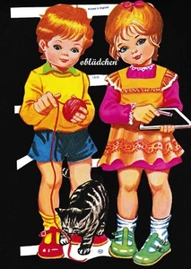 # GLANZBILDER # MLP 1618 großes Kinderpaar, extrem seltener Bogen aus 60/ 70er # - Bild 1 von 1