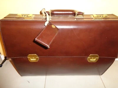 Maletín de cuero vintage clásico bolso de oficina mensajero portátil estuche combo bloqueo Foto 1 de 4