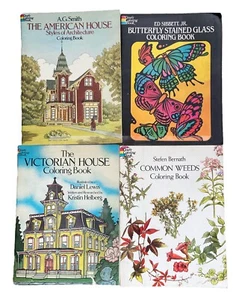 Lot Of 4 Dover Coloring Books Victorian American House Nature Unused - Imagen 1 de 9