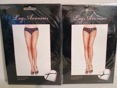 2 PAIRS -Leg Avenue Fence Net Pantyhose Tights Women's One Size 90-160 LBS Black - Image 1 of 4