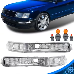 Clear Front Bumper Turn Signal Lights w/Bulbs For Lexus LS400 1995-1997 - Picture 1 of 24