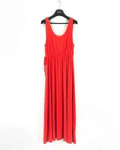 NICOLE MILLER Orange Jersey Maxi Dress Size M Sleeveless Scoop Neck Wide Strap - Picture 1 of 6