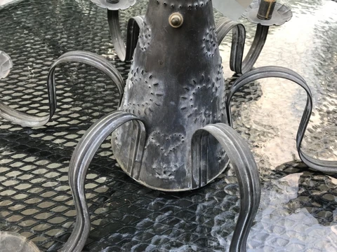 Tin Witches Hat Chandelier with Heart Pierced Pattern 6 Arm & Center Light Cover