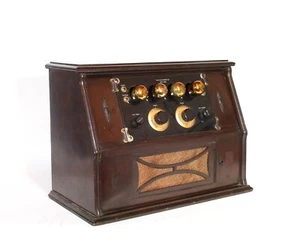 1923 Kennedy Consolette Radio mit werkseitig vergoldeten Teilen & guten vergoldeten 01A Röhren - Bild 1 von 12
