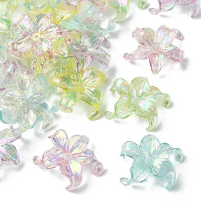 30 Piezas Tapas de Cuentas de Acrílico Transparente Flor Floral AB Color Chapado Fabricación de Joyas Foto 1 de 4