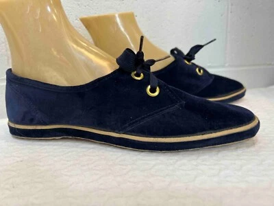Sz 9 Wide NOS Vtg KEDS Navy Blue Grasshoppers Shoe Velvet Velour Sneaker Oxford - Image 1 of 4