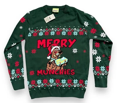 NUEVO CON ETIQUETAS Scooby Doo Para Hombres Tejido Navidad Munchies Pullover Verde Acrílico Suéter S Foto 1 de 4