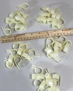 50 3/4" Nylon Off White Wire Clip Cable Clamps For Cable Hose Pipe Etc NOS - Picture 1 of 3