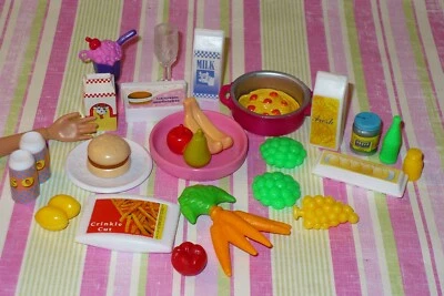 Barbie Muñeca Casa de Sueños Accesorio ~ COCINA DE COMIDA ~ 22 piezas COMESTIBLES Cena Nevera Foto 1 de 4