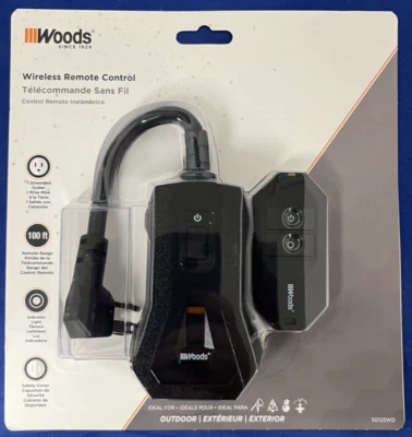 Mando a distancia inalámbrico de una sola salida Woods para exteriores interiores #50125 nuevo Foto 1 de 2
