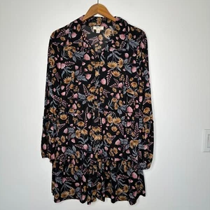 Style & Co gerissenes Minikleid Damen Größe 2X Blumenmuster Knopfleiste schwarz wiese - Bild 1 von 11