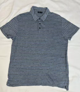 Vince Herren 100% Leinen Jonny Kragen Poloshirt blau/grau gestreift Gr. L - Bild 1 von 9