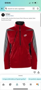 Antigua NHL Carolina Hurricanes Men's Discover Jacket, Dark Red/Smoke/Steel - Picture 1 of 4