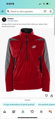Antigua NHL Carolina Hurricanes Men's Discover Jacket, Dark Red/Smoke/Steel - Image 1 of 4