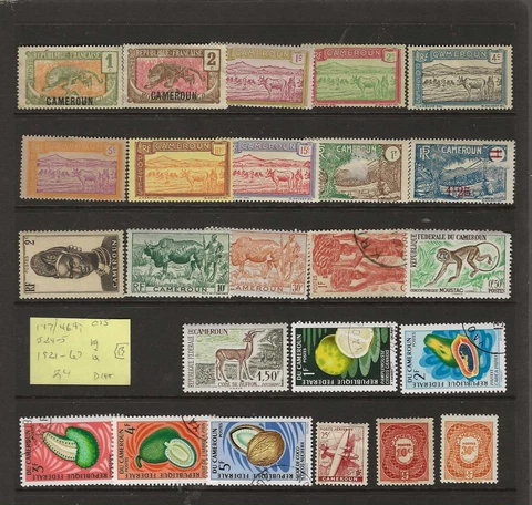 CAMEROUN...Sc #147/464; C15; J24-5...M & U...1921/67...24 Diff...Many TOPICALS Cover