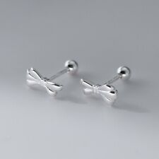 925 Sterling Silver Gorgeous Bow Drop Dangle Stud Earrings Beads Screw Backs