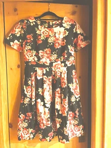 Coeur De Vague YuLinGe NEW Black & Floral Dress, Sz U.S. 12, Free Ship - Picture 1 of 5