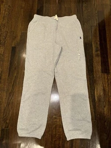 NWT Polo Ralph Lauren Unisex Large (14-16) Drawstring Grey SweatPants Red Logo - Picture 1 of 4